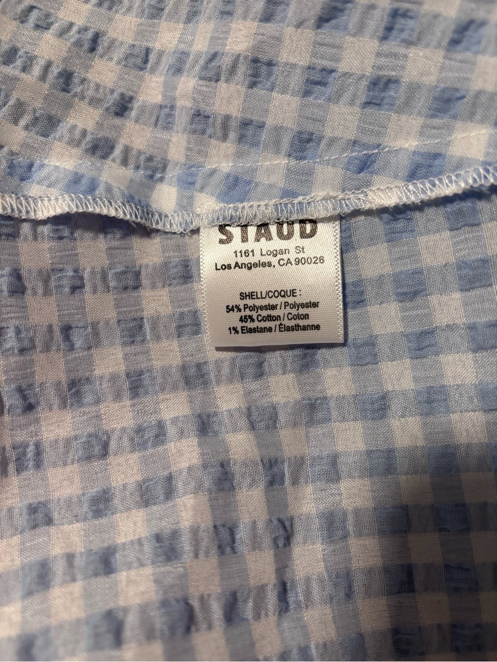 STAUD Marsh Mini Dress Sky Gingham V-Neck with Open Back Tie Size M NWT - Picture 7 of 8